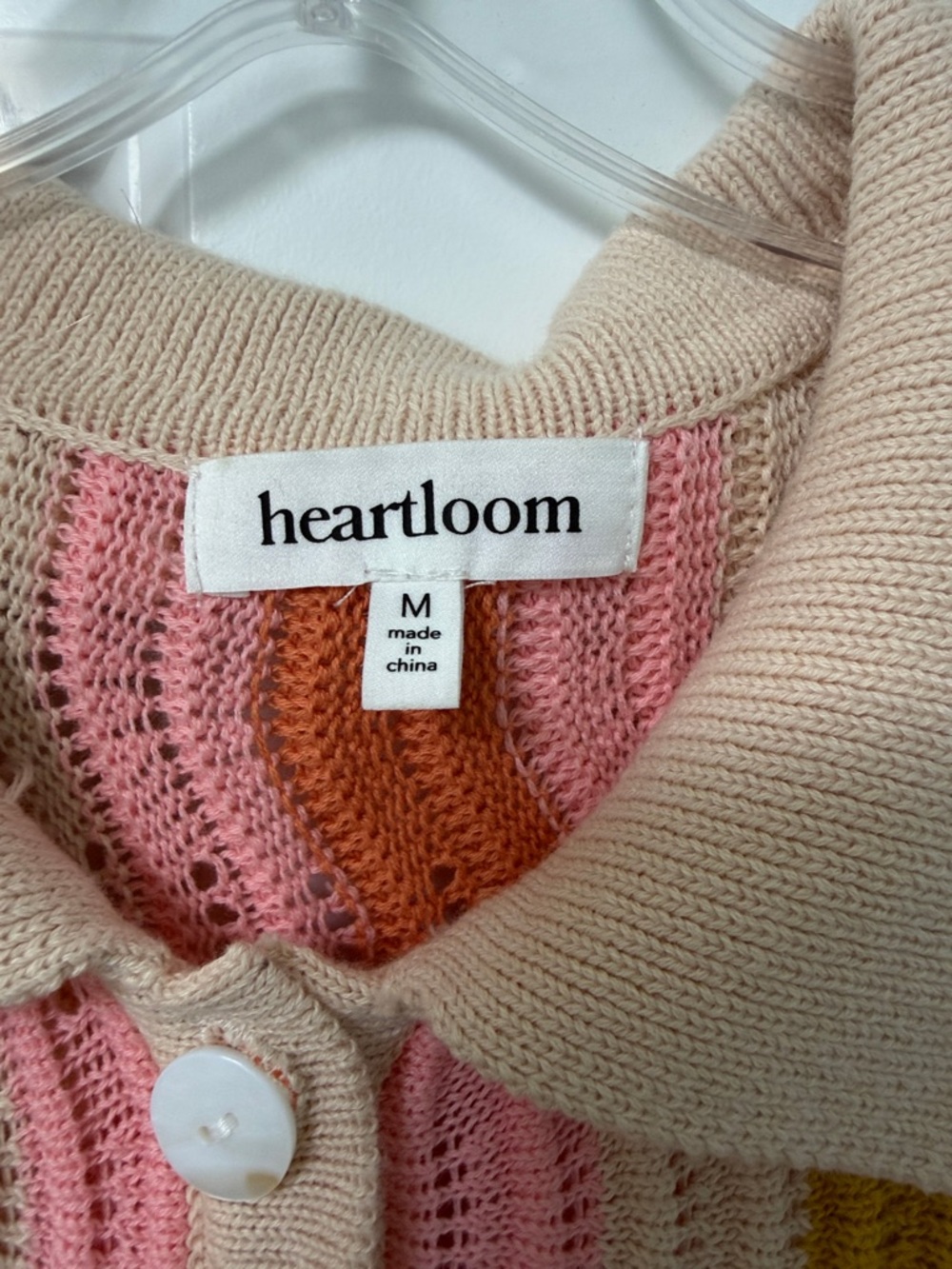 Heartloom Pink, Mustard & Cream Wavy Knit Polo Midi Dress - Picture 2 of 3